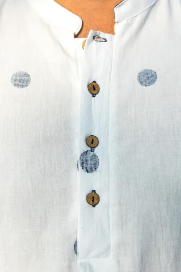 Shweth : Jamdani White Knee-Length Kurta - Image 7