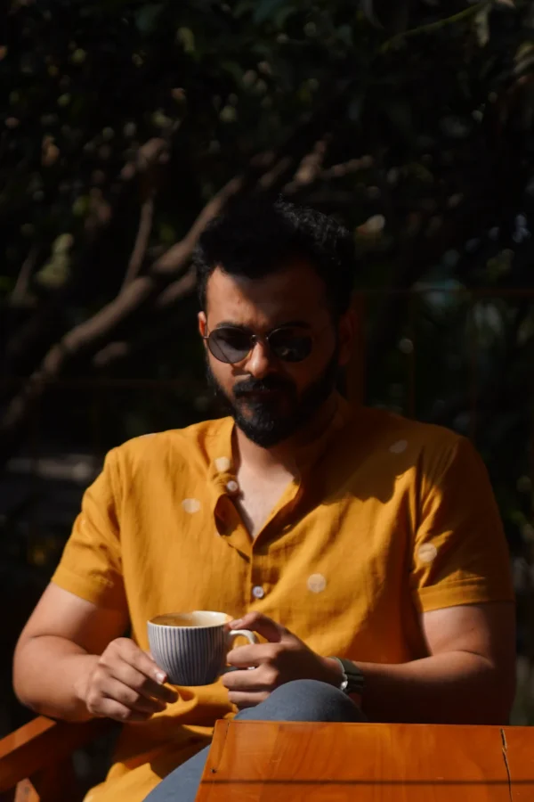 Ananta : Jamdani Mustard Half-sleeve Shirt