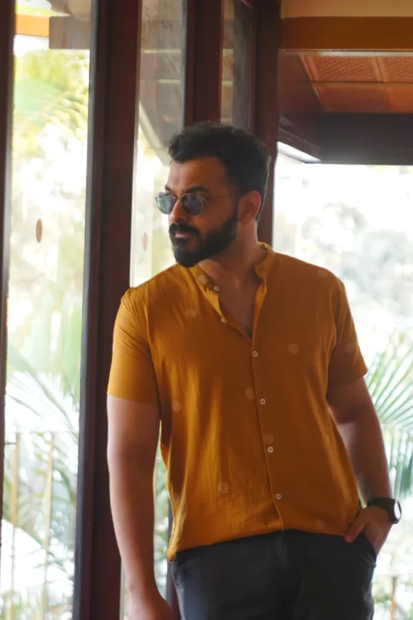 Ananta : Jamdani Mustard Half-sleeve Shirt - Image 2