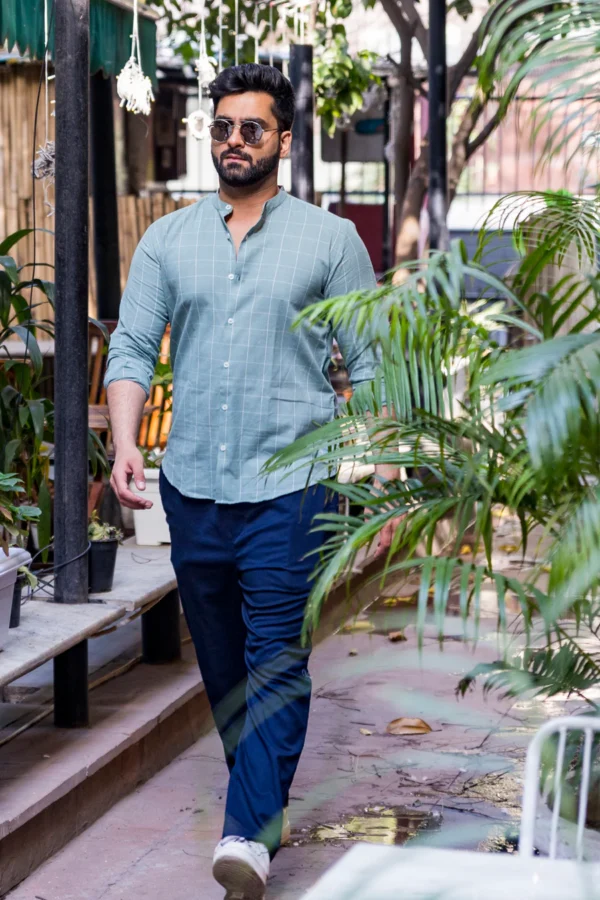 Aqua : Cotton Light Blue Full-sleeve Shirt - Image 4