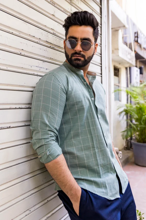 Aqua : Cotton Light Blue Full-sleeve Shirt - Image 3
