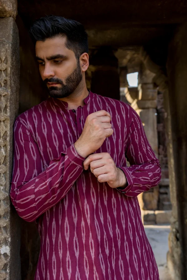 GULAAL : Ikkat Knee-Length Kurta - Image 2
