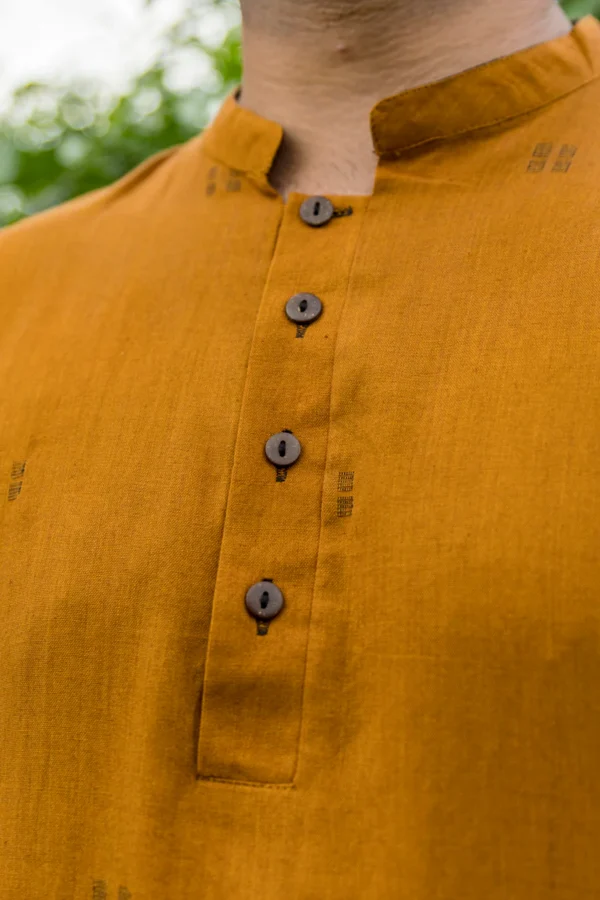 Bodhi : Jamdani Deep Mustard Knee-Length Kurta - Image 5