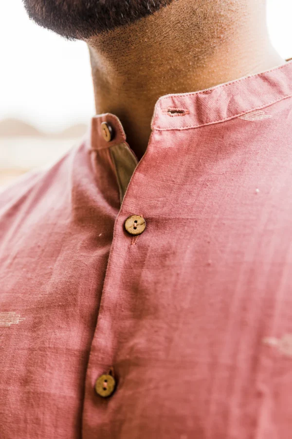 Mantra : Jamdani Pink Full-sleeve Shirt - Image 2