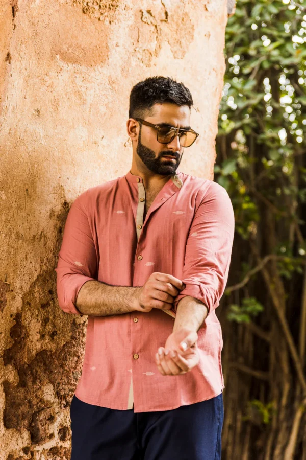 Mantra : Jamdani Pink Full-sleeve Shirt