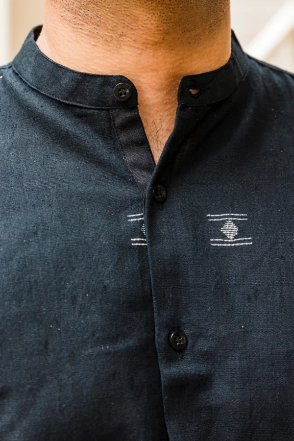 Moksha : Jamdani Black Full-sleeve Shirt - Image 4
