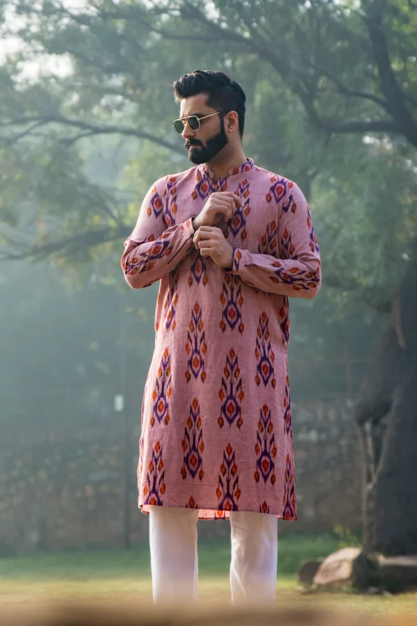 RASA : Ikat Peach Knee-Length Kurta - Image 6