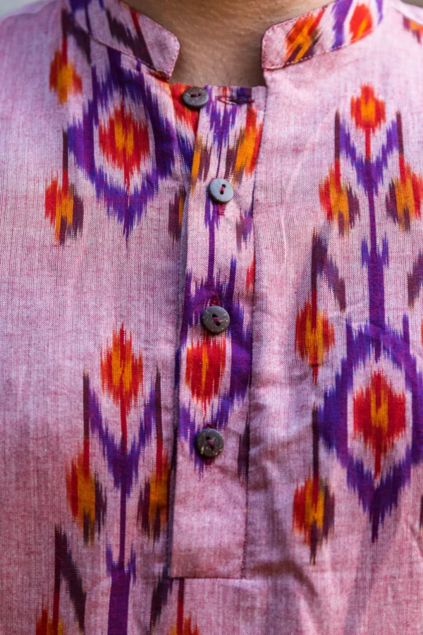 RASA : Ikat Peach Knee-Length Kurta - Image 5
