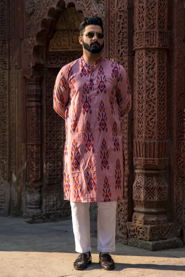 RASA : Ikat Peach Knee-Length Kurta - Image 2