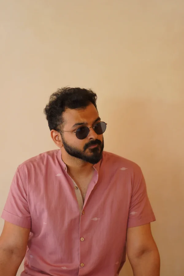 Sattva : Jamdani Pink Half-sleeve Shirt - Image 3