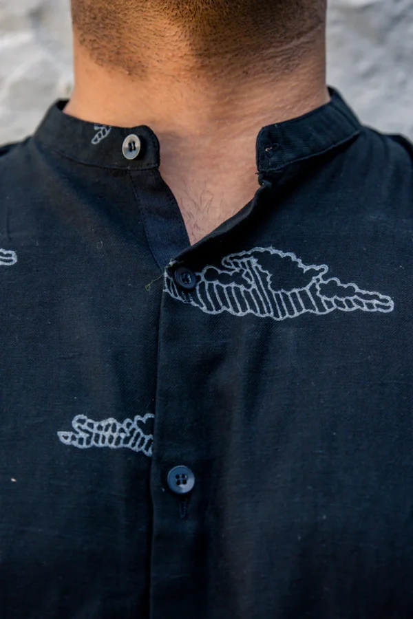 Storm : Blockprint Mulmul Black Full-sleeve Shirt - Image 5