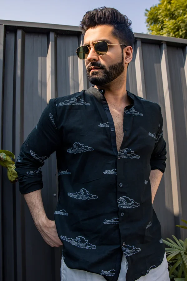 Storm : Blockprint Mulmul Black Full-sleeve Shirt - Image 3