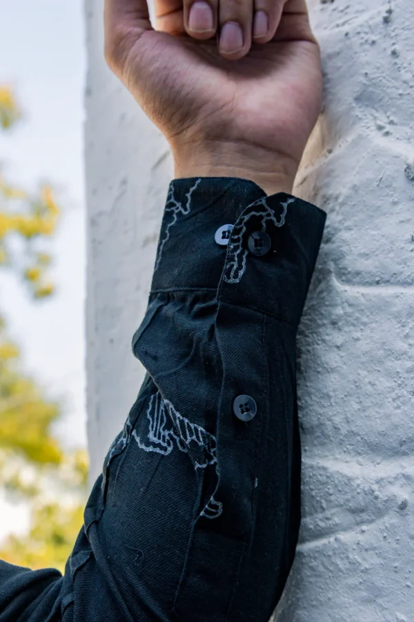 Storm : Blockprint Mulmul Black Full-sleeve Shirt - Image 6