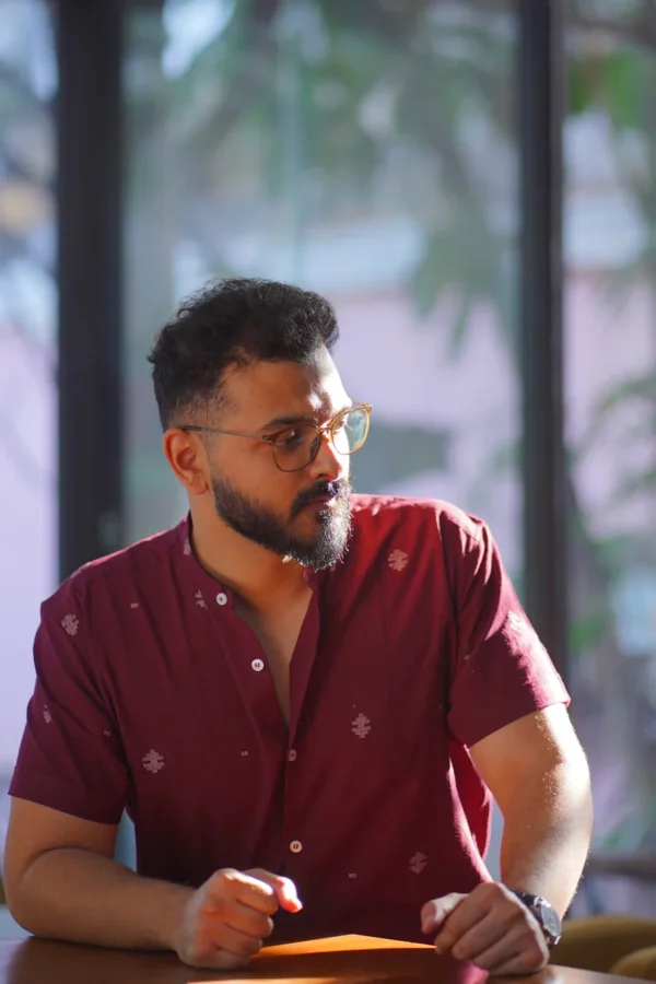 Yogi : Jamdani Wine Half-sleeve Shirt