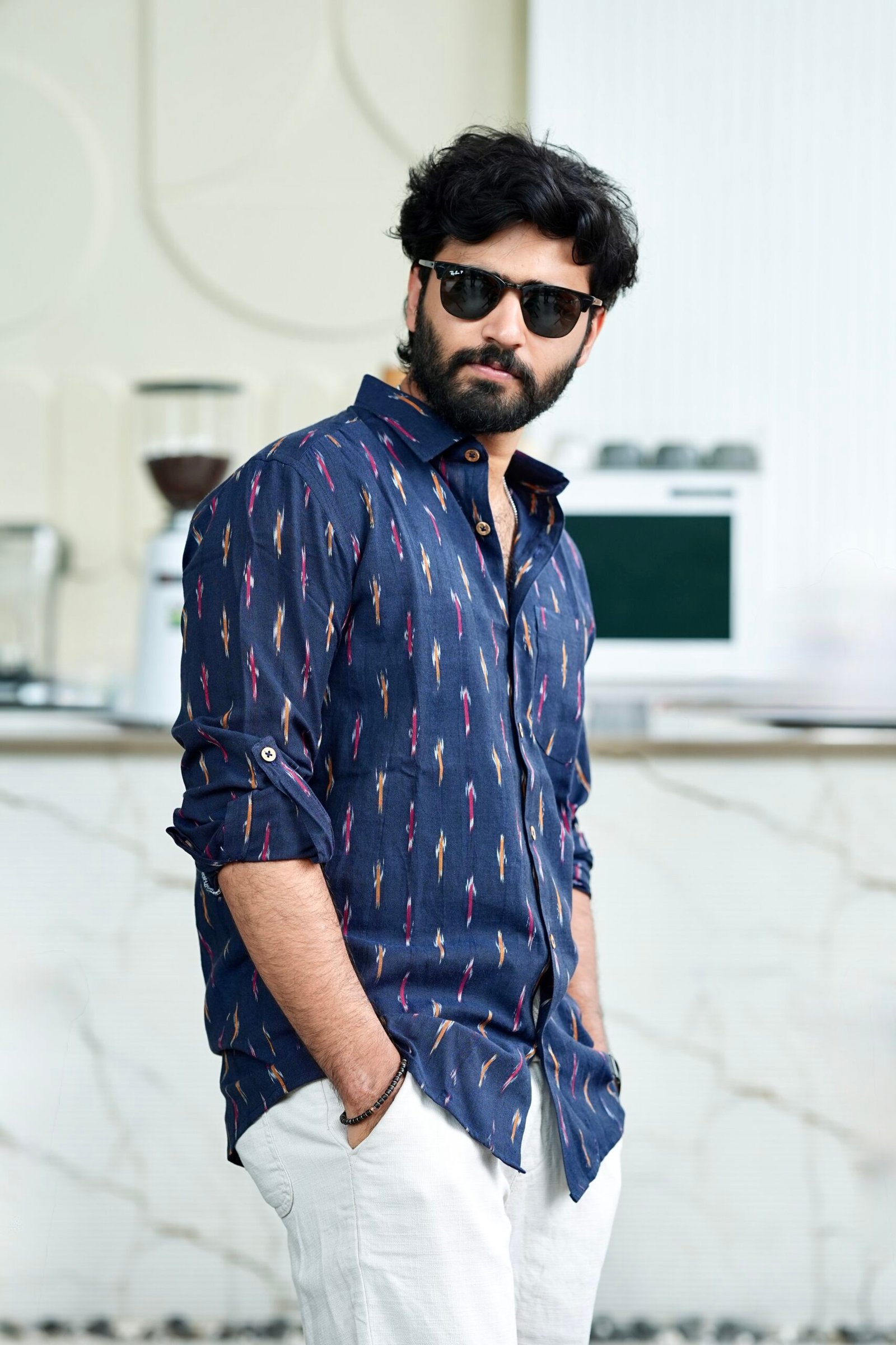 Midnight Blue - Ikat Cotton Shirt