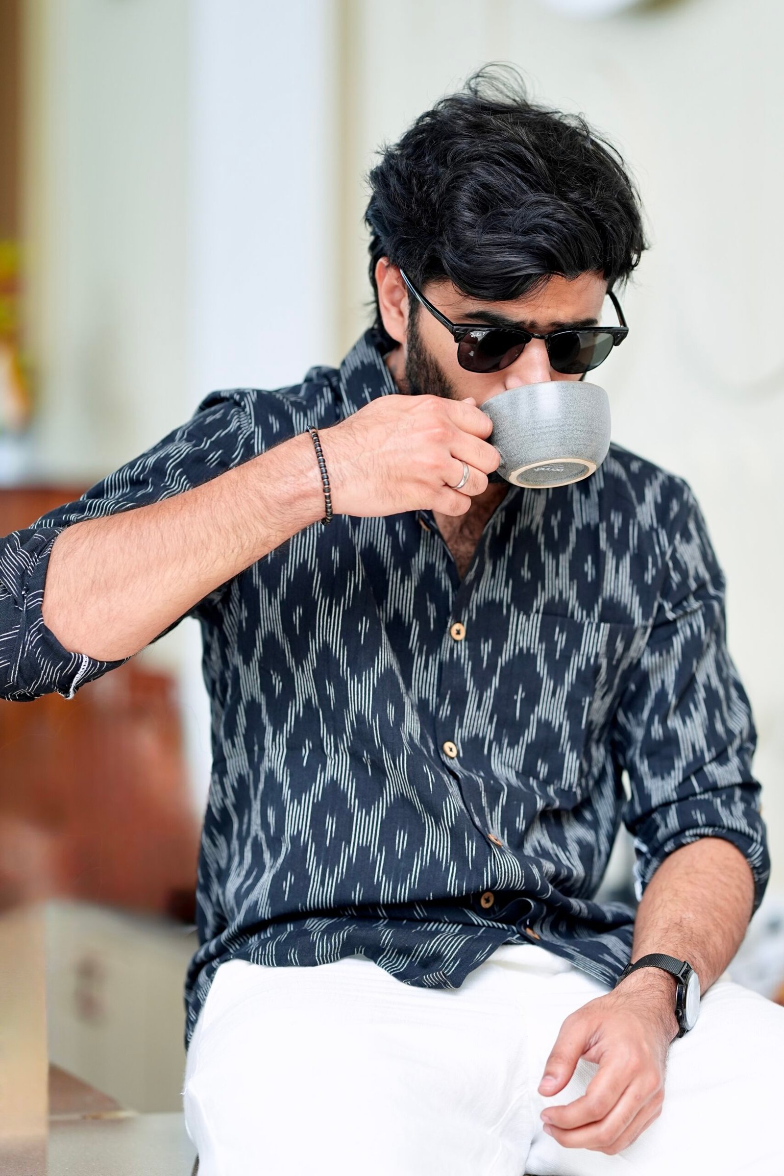 Jet Black Cotton Shirt - Image 2