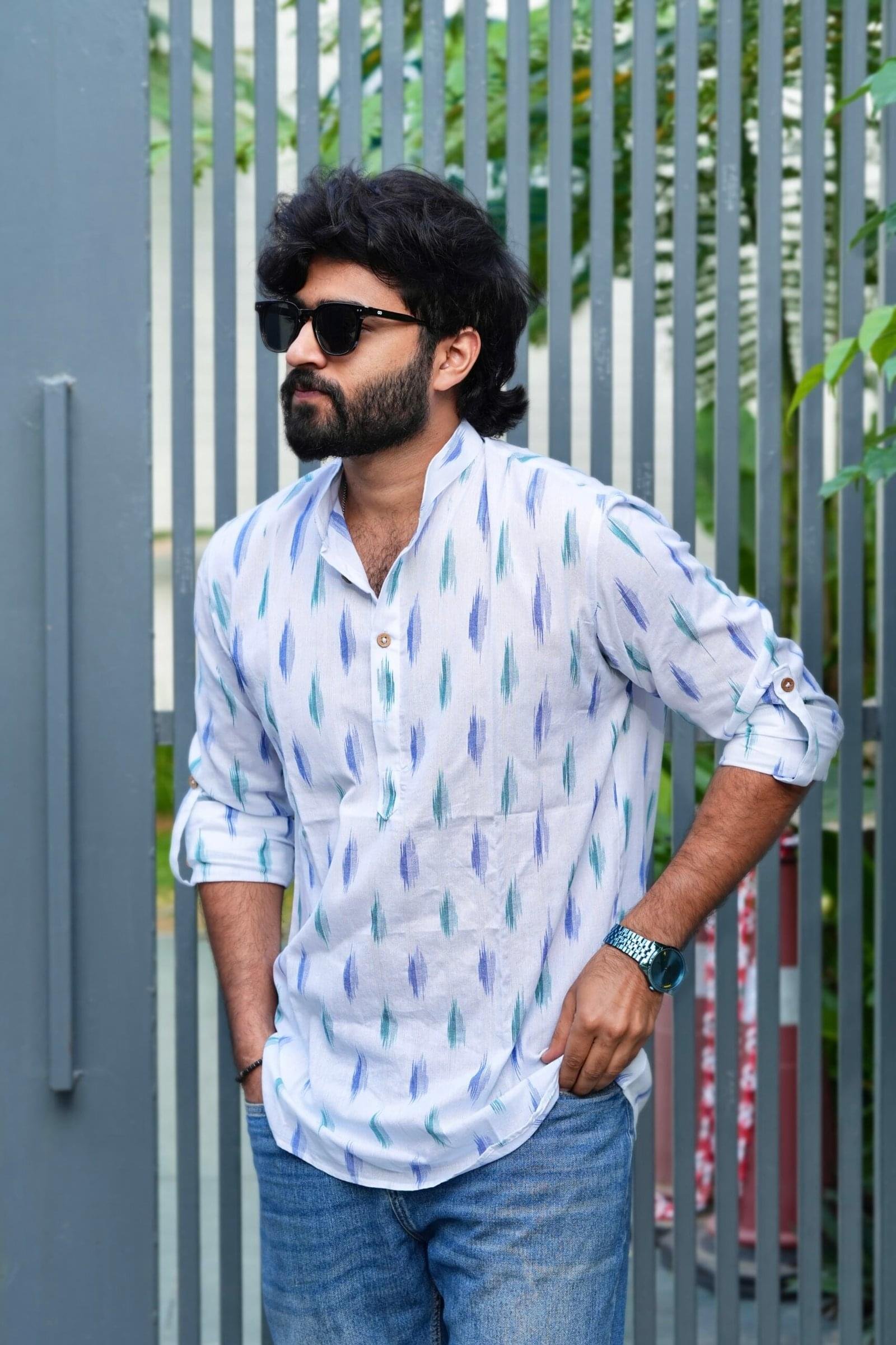 Snow White - Ikat Cotton Short Kurta