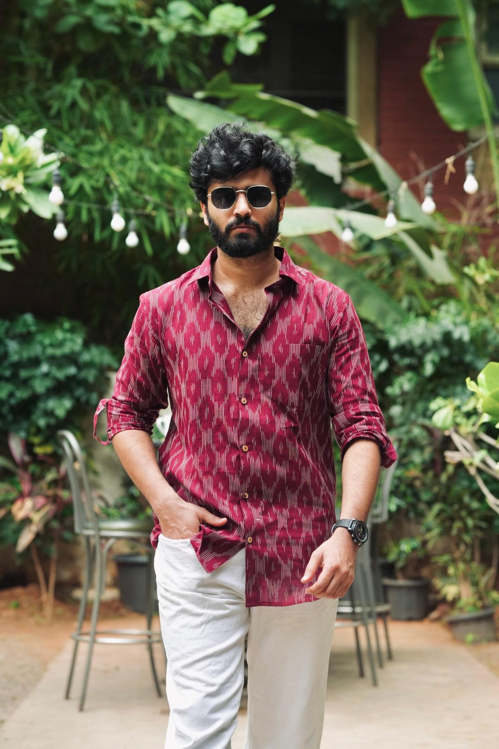 Berry Rust - Ikat Cotton Shirt - Image 2